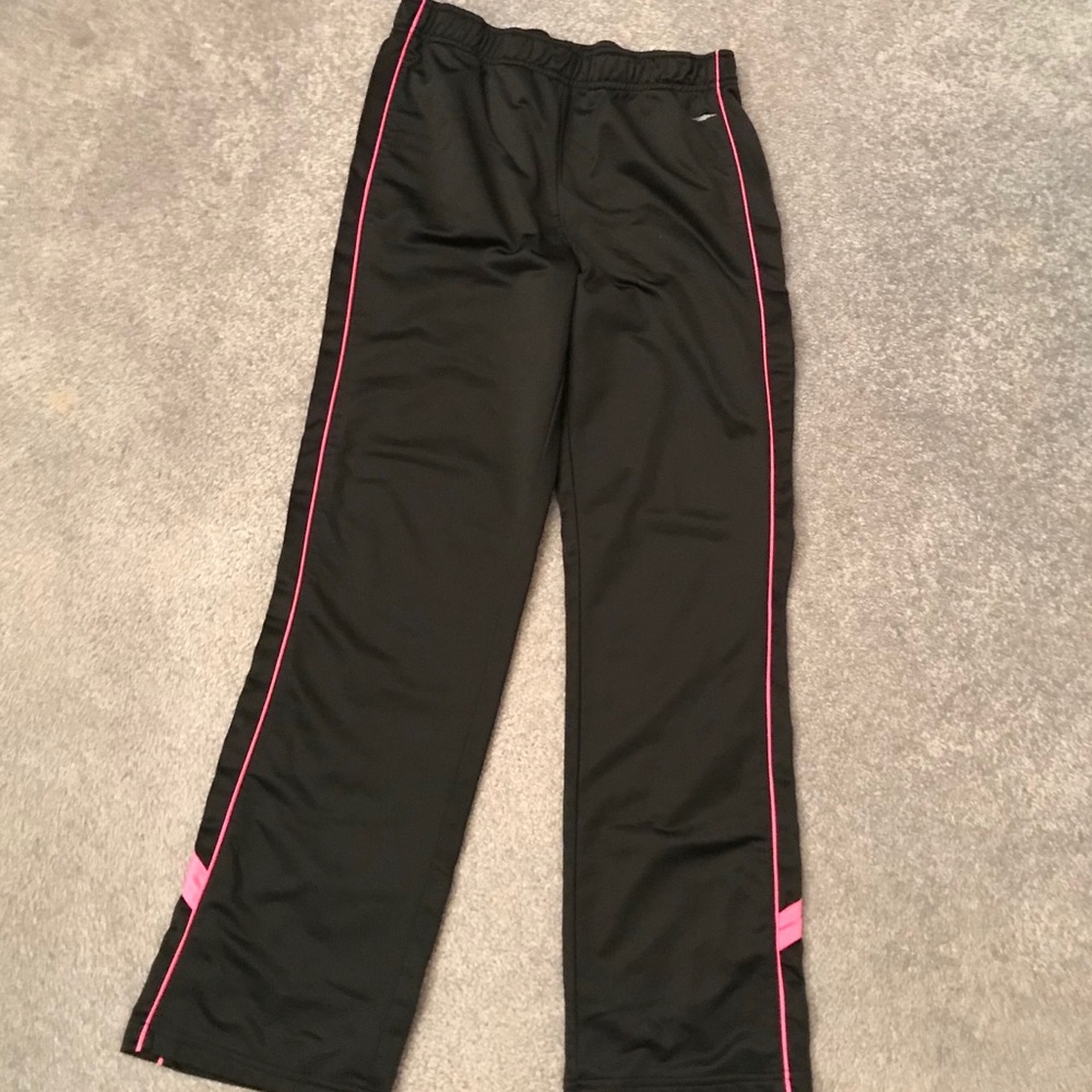 Black sweatpants with pink stripe